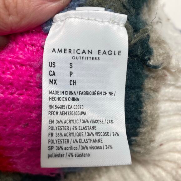 American Eagle Crewneck Colorful Stripe Sweater Size Small Soft Cozy - Picture 4 of 4